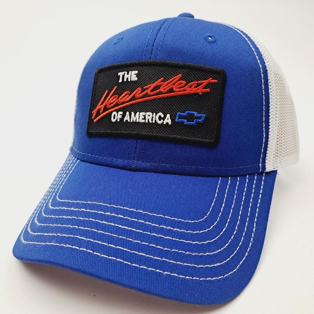 Chevy Chevrolet Embroidered Patch Trucker Mesh Snapback Cap Hat Blue
